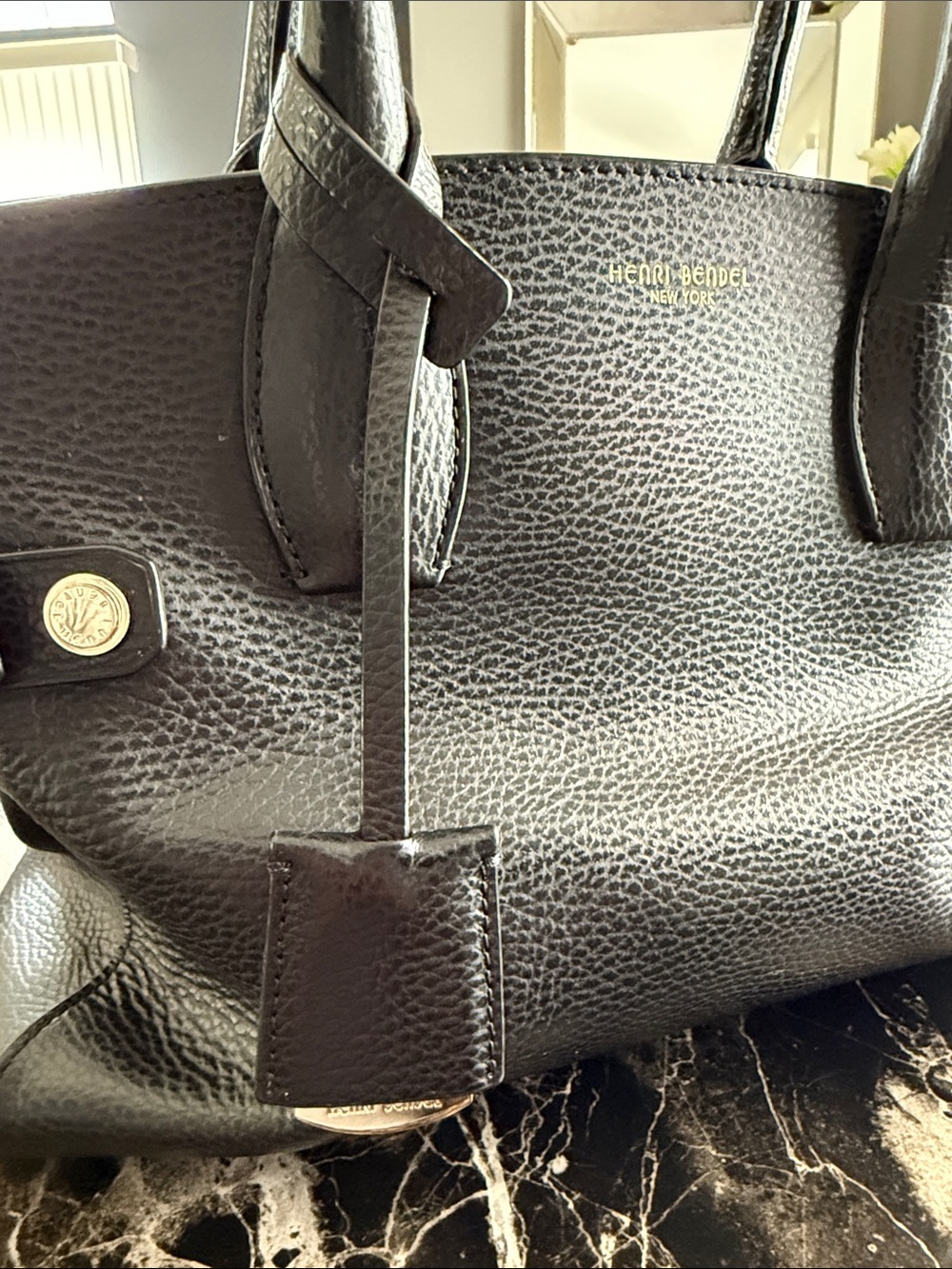 henri bendel Black Pebble Leather Satchel with Gold Hardware - Picture 4 of 5